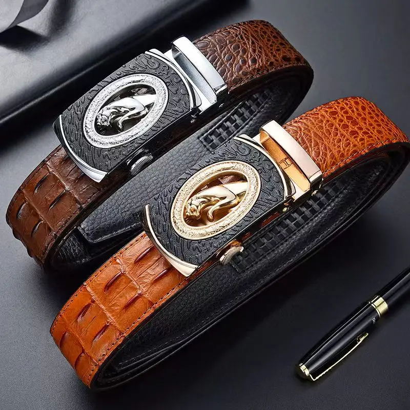 Low wholesale new explosive style, crocodile grain leather belt for men, automatic buckle  leisure business versatile