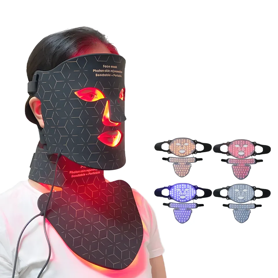 2024 High Quality Portable Wireless Silicone LED Phototherapy Face Beauty Mask Hand-Held with USB Plug Targeted for Neck Area