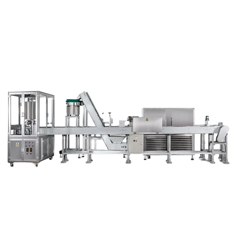 Full Automatic Stick Lip Balm Production Line 6 Nozzles Tube Applicator Feeding Hot Filling Freezing Capping