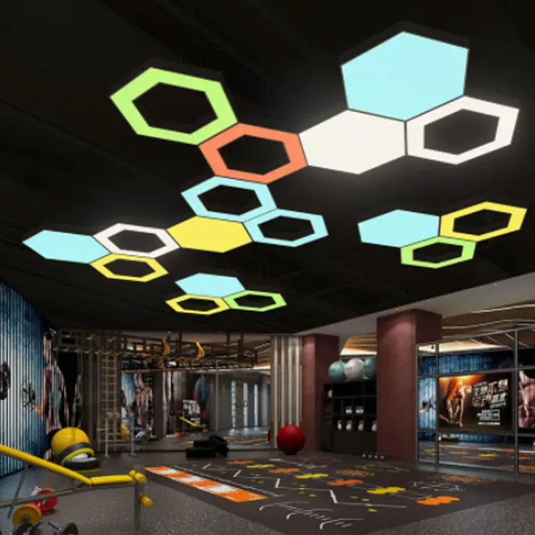Modern LED Hexagon Pendant Light Honeycomb Lights Combination Splicing LED Hexagonal Hanging Lamp For Office Supermarkets