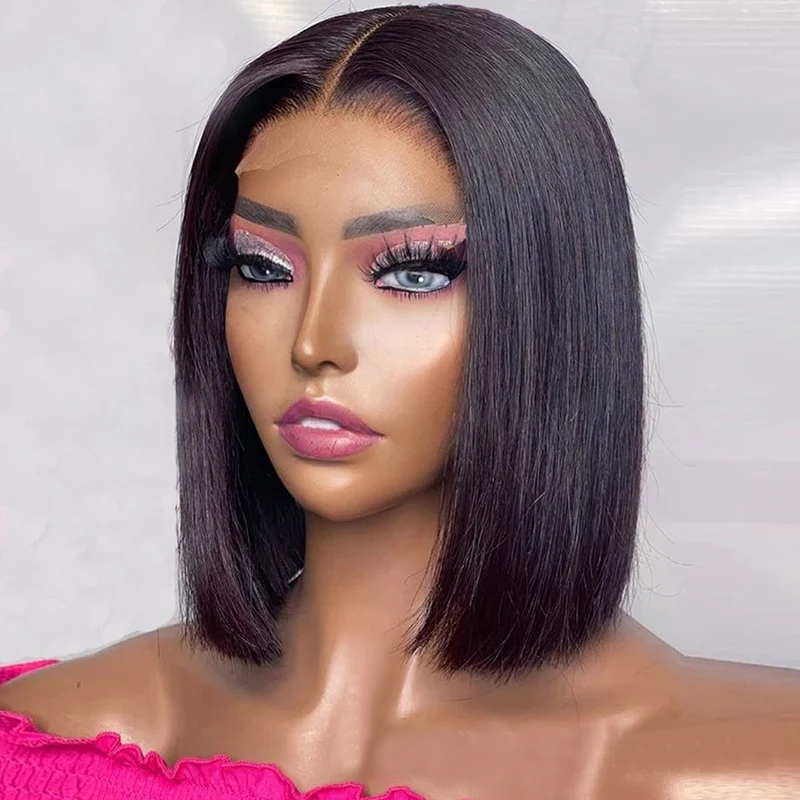 Lace Closure Short Bob Wig Hd 360 Full Lace Frontal Wigs Brazilian Machine Made Perruques Pixie Cut Lace Front Human Hair Wig