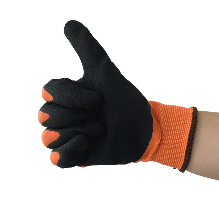 Cheap better 15 gauge nylon double latex rubber insulated resistant winter outdoor general purpose gloves safety gloves for work