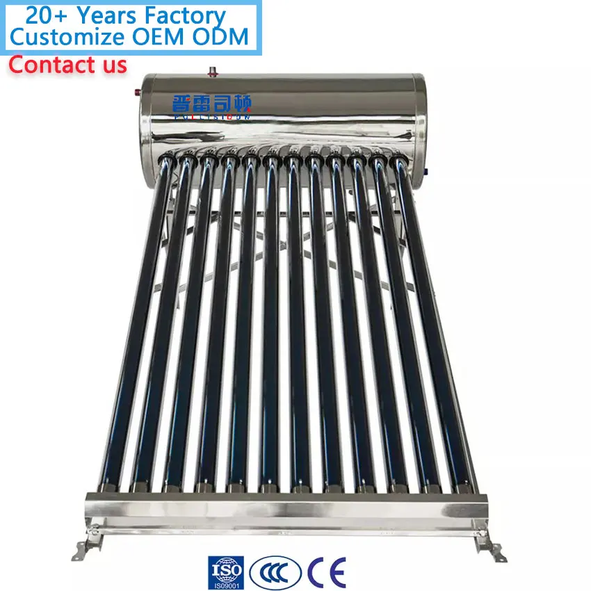 Hot Product Supplier ODM OEM Offers 50L Custom Volume Compact Pressurized Cheap Price Glass Solar Water Heater with Bracket