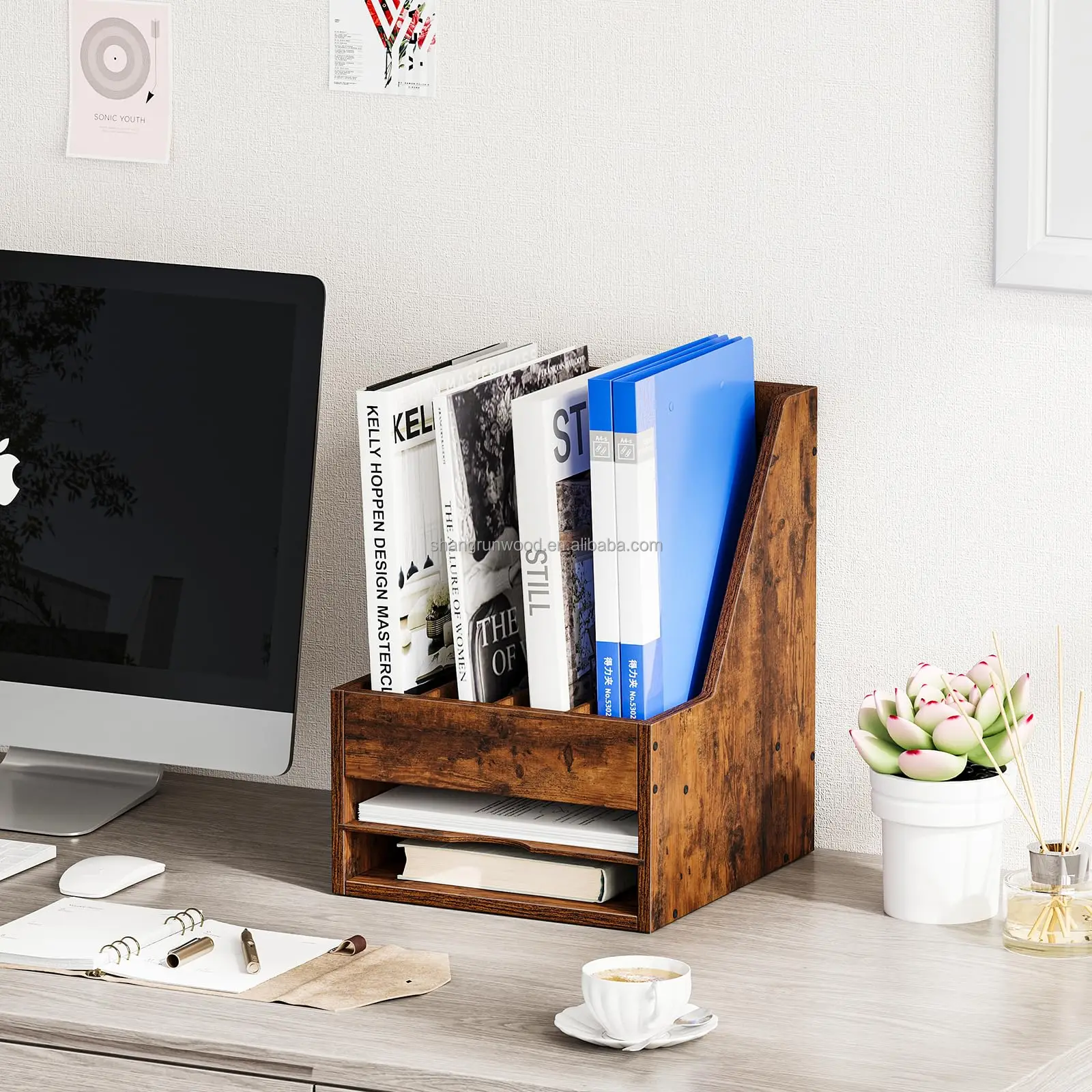 New Arrival Wooden Desktop File Organizer For Easy Mobility And Flexible Placement Of Various Items