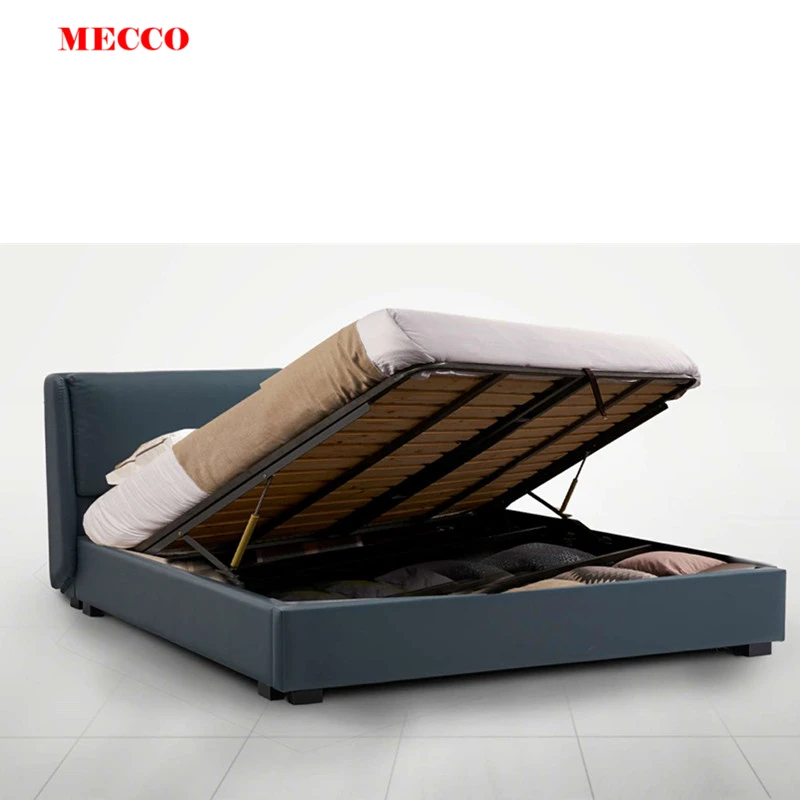  Мебель Mecco оптовая продажа традиционная кожаная кровать для хранения из массива дерева ног мебель двоих Современная