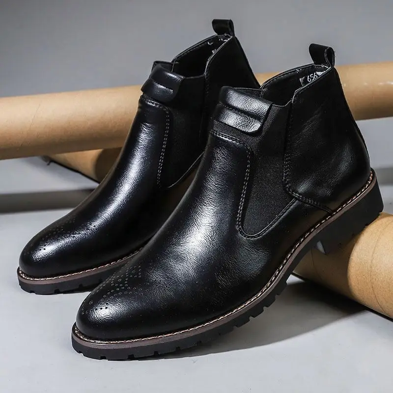 Chelsea Boots High-top Lace Up Ankle Boots Casual Style Office Wearing Big Size 38 to 48