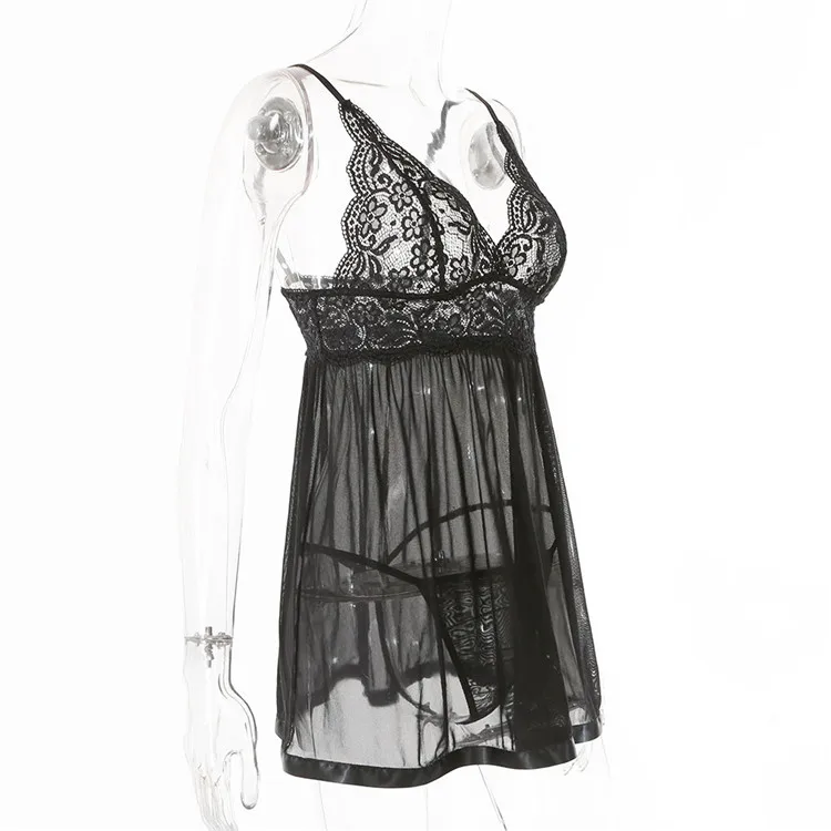 High Quality Women Embroidery Transparent Back Love The Night Front Lace Teddy Bodysuit