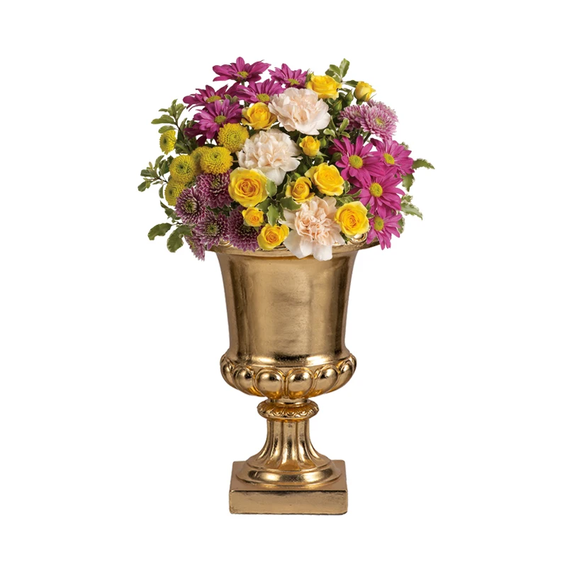 Classic Rome Gold Vases For Wedding Centerpieces Table Vases Artificial Flower Pots