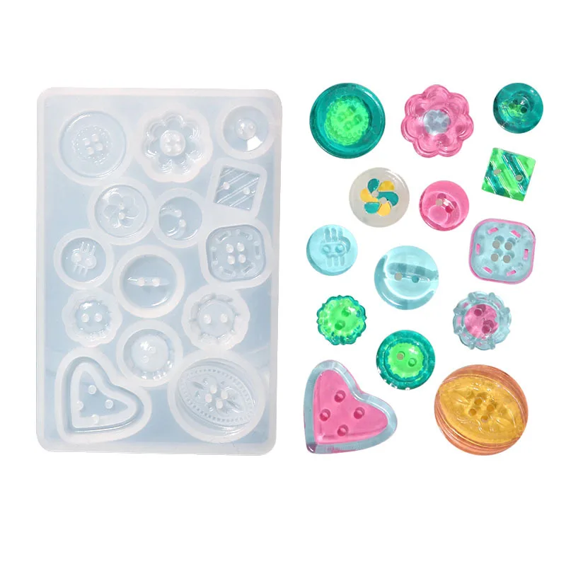 Z24  6 types of button mould earring bag clothing silicone mould manual DIY resin brooch accessories