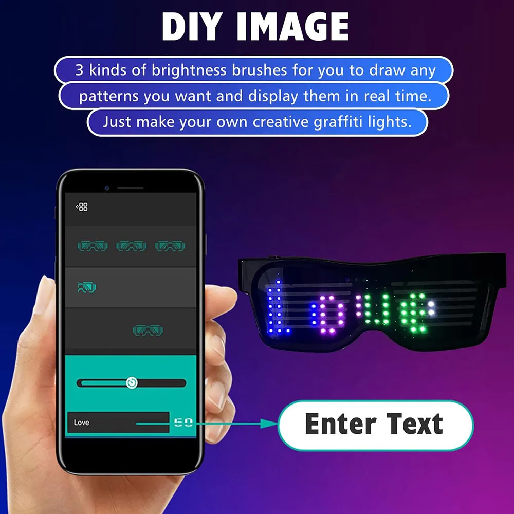 2024 wireless app diy rgb led glow sunglasses party glasses neon led light glasses