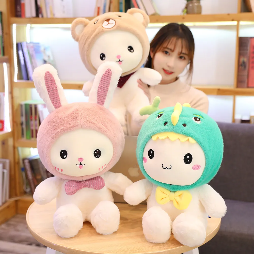 2022 New Style Kawaii Bunny Rabbit Bear Dinosaur Cartoon Animals Stuffed Plush Toy Pretty Gift For Girl