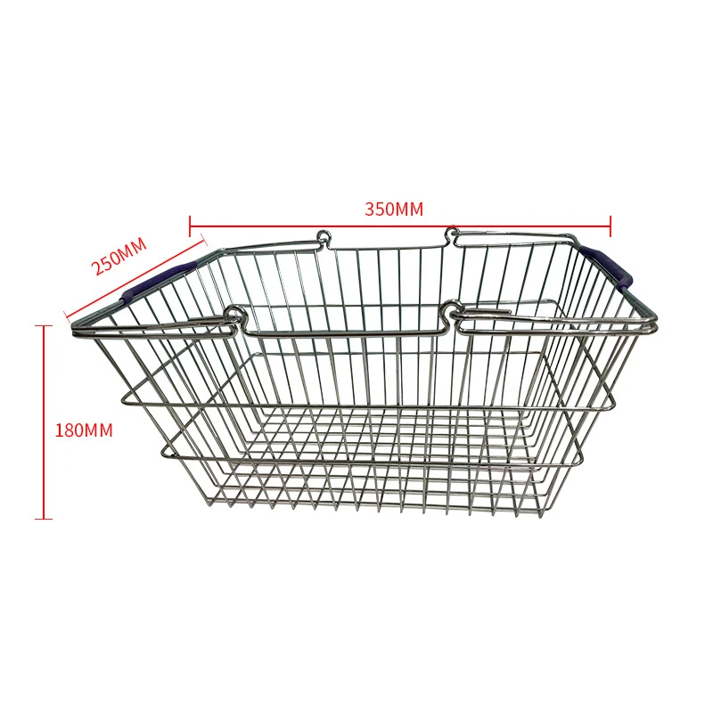 Wholesale Metal Wire Basket Supermarket Shopping Wire Mesh Basket with Double Handles