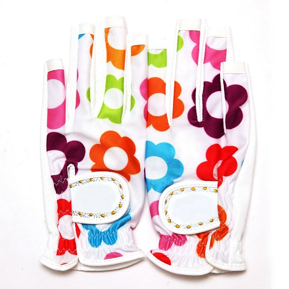 Custom Janpan Punching Polyester Print Nail Breathable Fabric Golf Gloves