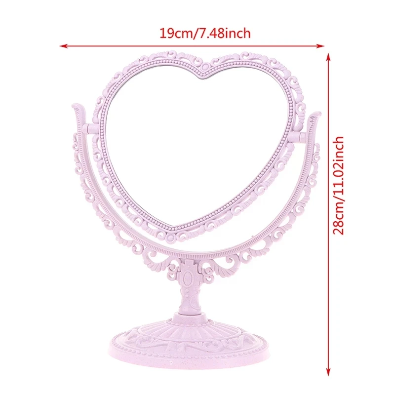 Makeup Mirror Heart Shaped Acrylic Single Makeup Mirror Home Bedroom Desktop  Transparent Base Cosmetic Mirror