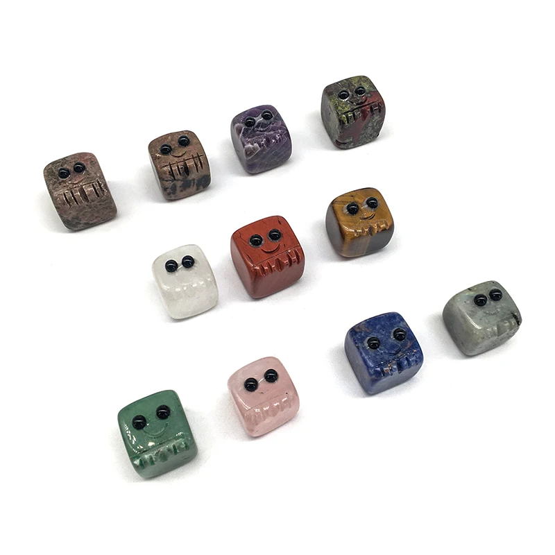 Wholesale High quality crystal  mix material obsidian elfin cube carving  crystal craft rose cute eye cubes for decoration