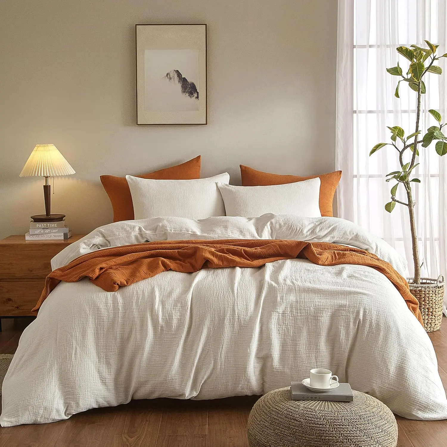 QDTEX New Arrival 100% 2-layer White elegant duvet cover bedding set cotton customized duvet cover set 6 pcs sheet set