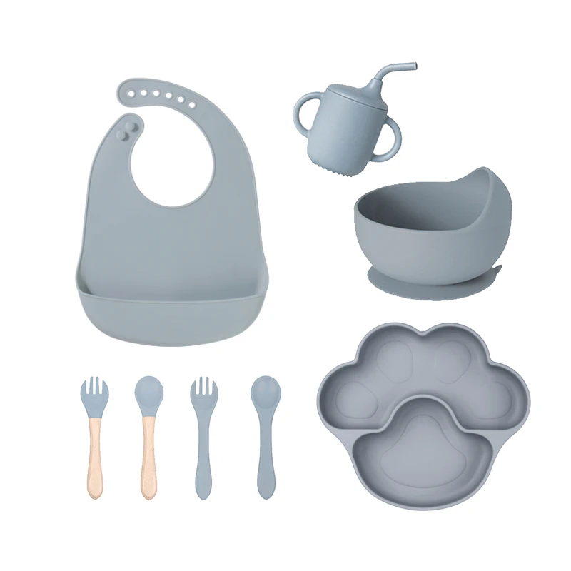 2024 Hot Sale Eco-friendly Non-toxic Strong Bear Suction Bowl Spoon Set Feeding Bib Baby Silicone Bowl And Plate