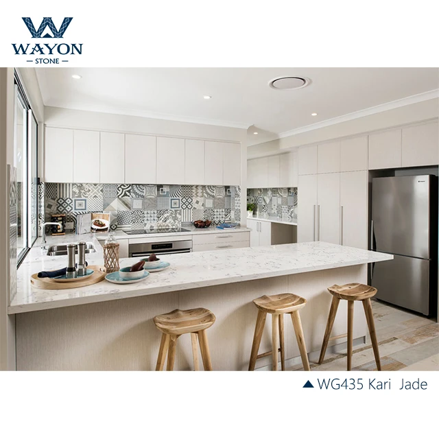 Artificial cararra white quartz kitchen countertops benchtop vanity stone surface