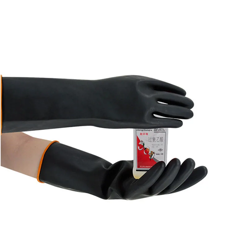 1 Pair Rubber Protective Gloves Long Anti-chemical Industrial Latex Gloves Acid Alkali Resistant Home Work Safety Gloves