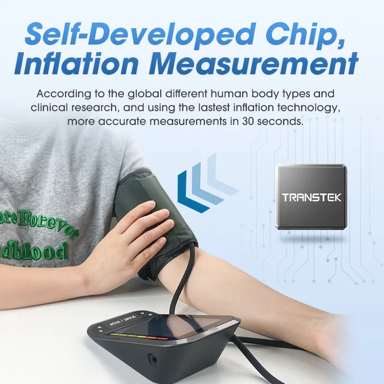 TRANSTEK Extra Large LCD Screen Electronic BP Monitor Arm Cuff Automatic Tensiometros Bluetooth Blood Pressure Measuring Devices