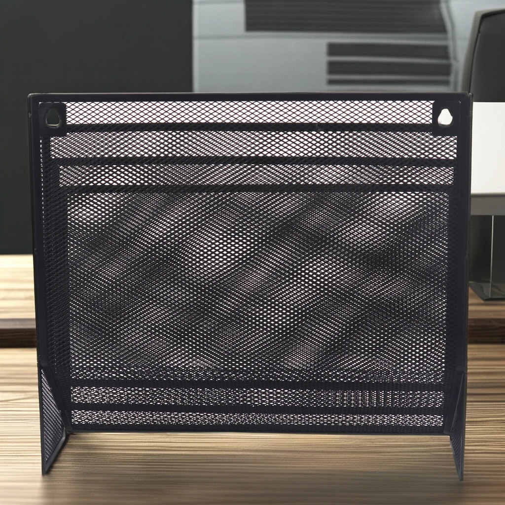 Foska 3-Tier Metal Iron Black File Desk Organizer for Home Office & School Mesh Letter Storage Holder with Tray
