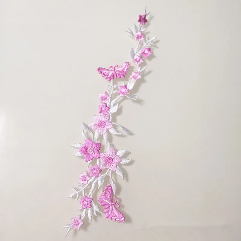 Decorative Patches butterfly flower Embroidered Iron-On Patch, Embroidery Applique by DIY Cloth Art Embroidery Decoration