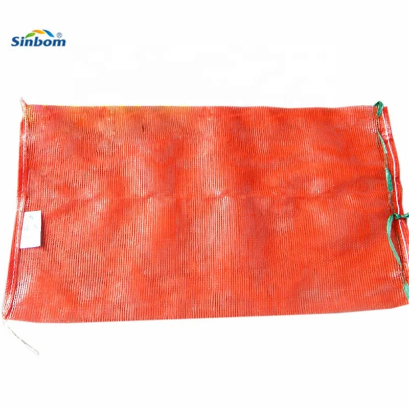 Small white plastic leno net onion sack fruit mesh bags with draw string