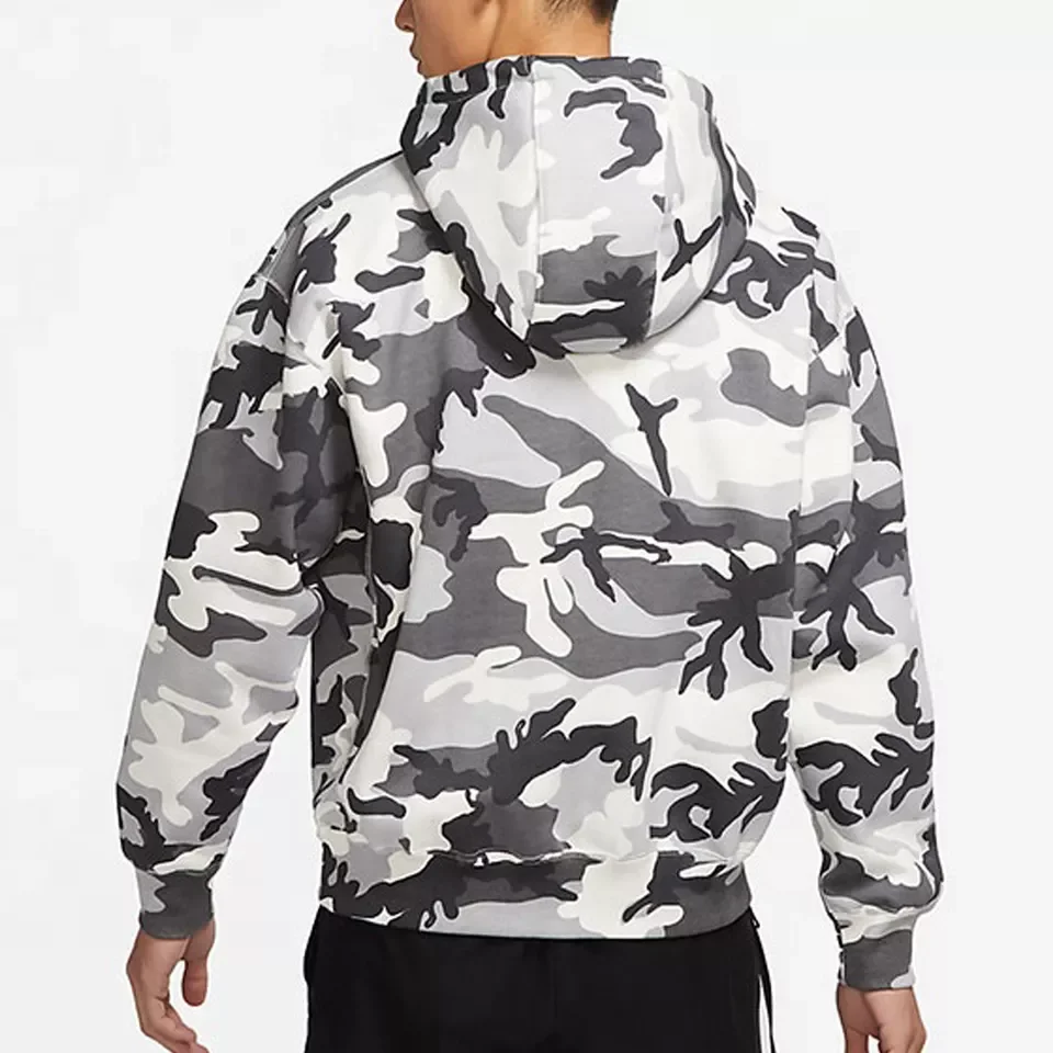 Wholesale Men Casual Fleece Hooded Cotton Polyester Blend Leisure Camo Sweatshirt Hip Hop Drawstring Camouflage Hoodies