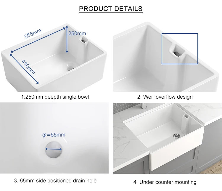 Индивидуальный размер Cupc одна чаша фарфоровый глубокий керамический подкрепление кухонная раковина