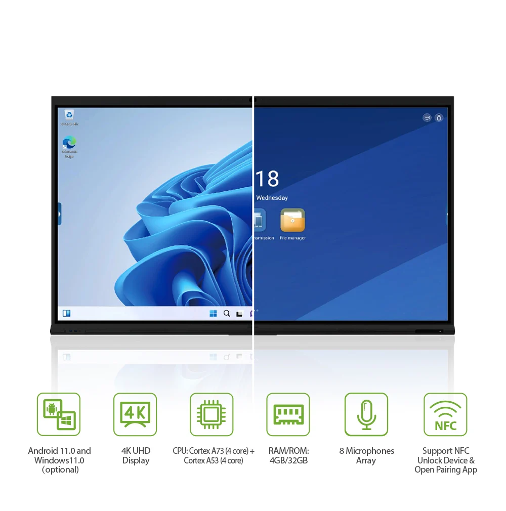 High Resolution Wireless Projection Screen Smart TV digital panel for  conference Electronic interactive whiteboard