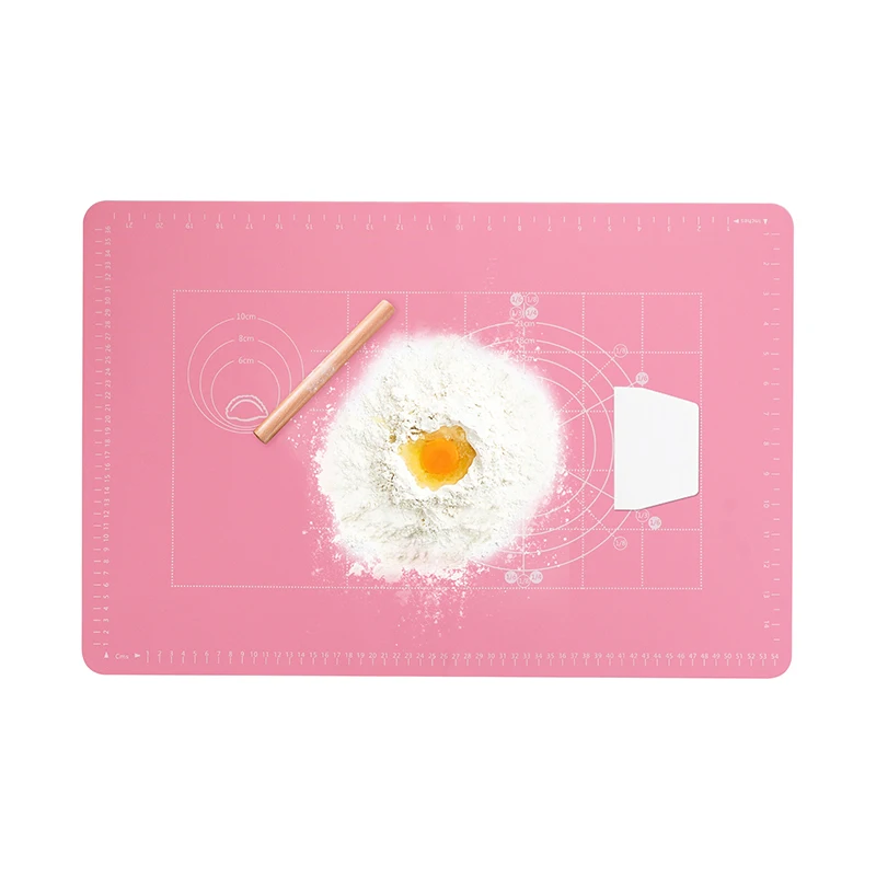 Eco-friendly Home Kitchen Reusable Easy to Clean Silicone Pastry Rolling Sheet Nonstick Dough Mat with Measurements