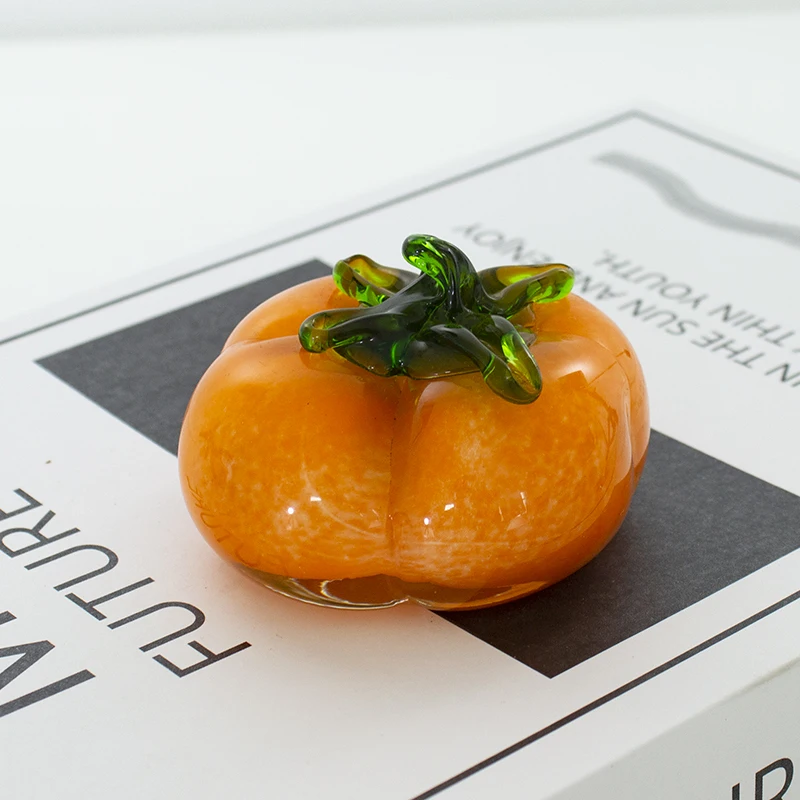 Solid color glass paperweight fruit glass persimmon