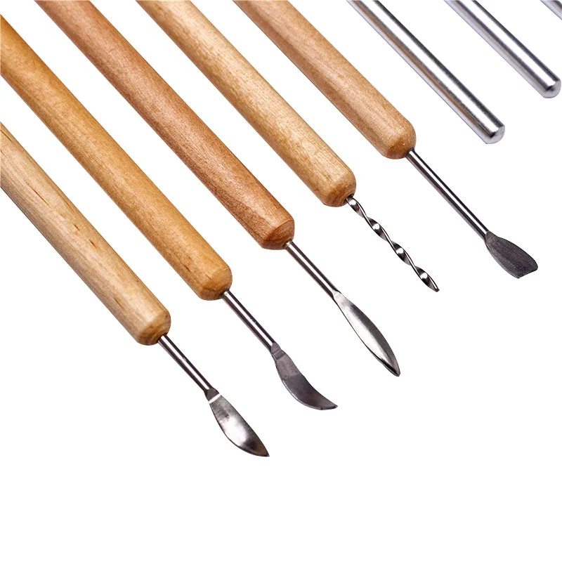 14pcs nylon bag pottery wooden clay sculpting tools