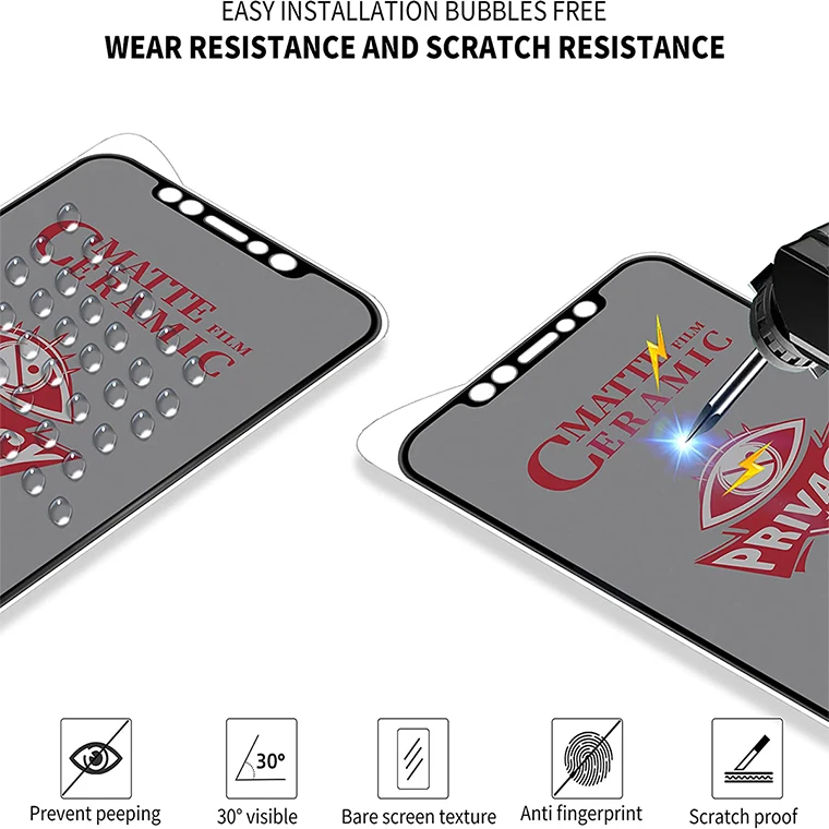 Anti shatter Cell Phone Nano Ceramic Film Matte anti spy Screen Protector For Iphone13 13pro max