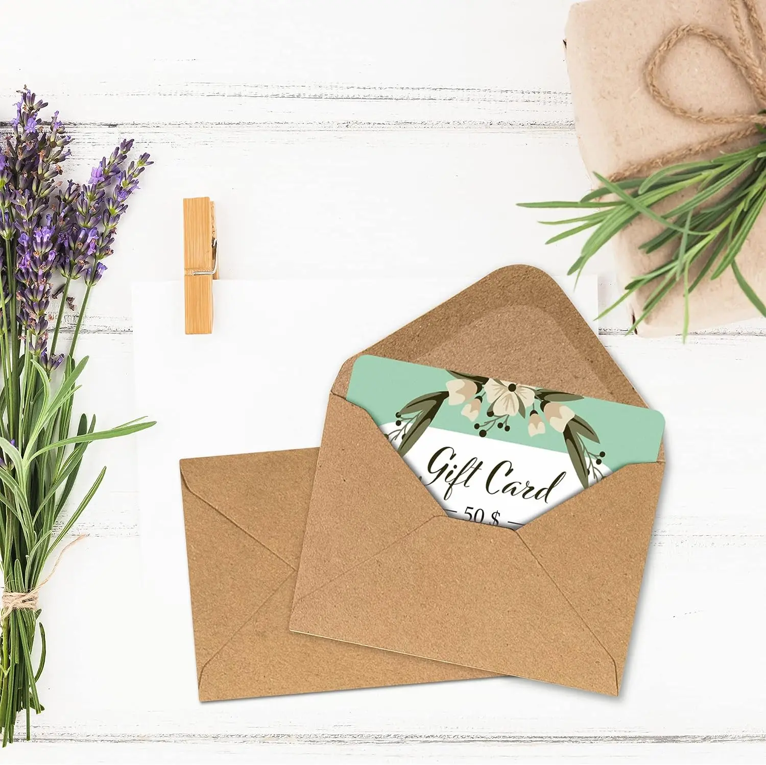 Gift Card Envelopes Mini Brown Business Card Packaging Kraft Paper Envelope with Customized Size and Logo