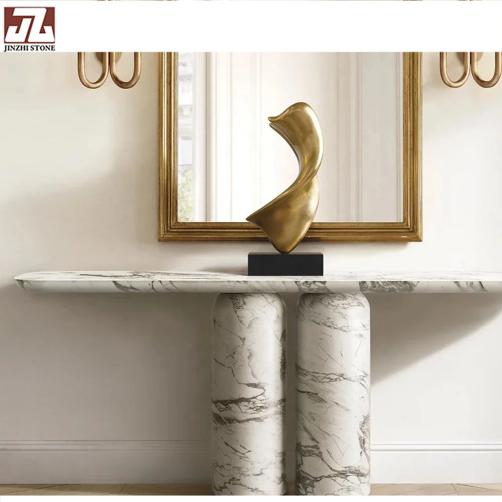High Quality Natural Interiors Console Marble Table Top Casual Table Fashion  Bench Handcrafted