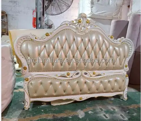 H8822G hotel Modern solid wood bed wooden luxury leather beds