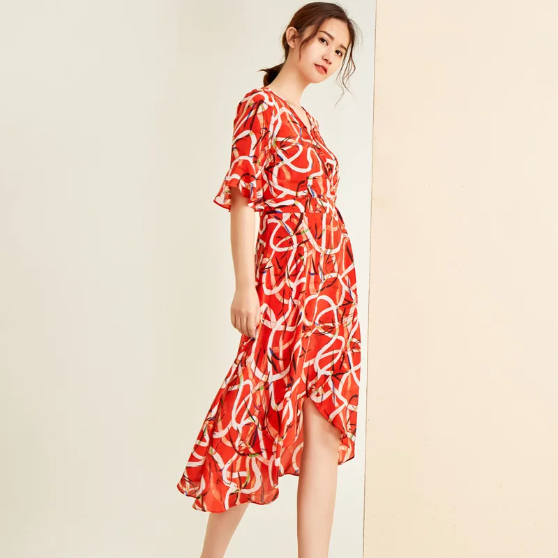 
Summer Italian style chiffon short sleeve ladies dress 