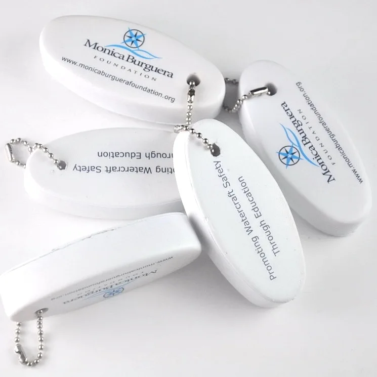 Hot sale white pu float keyring , boat float key chain printed logo , float key tag