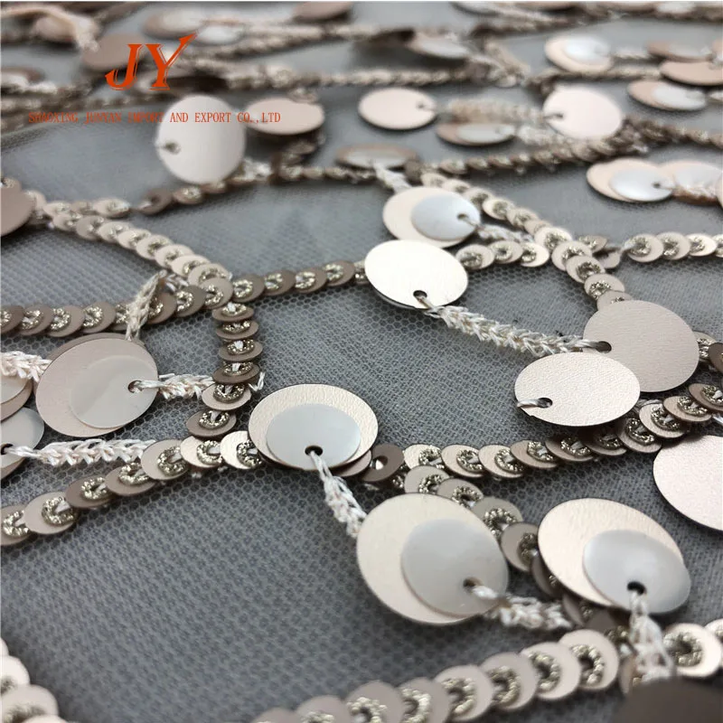 FREE SAMPLE CG006# Custom Made Hanging Extra Large Sequin Embroidery Fabric READY GOODS