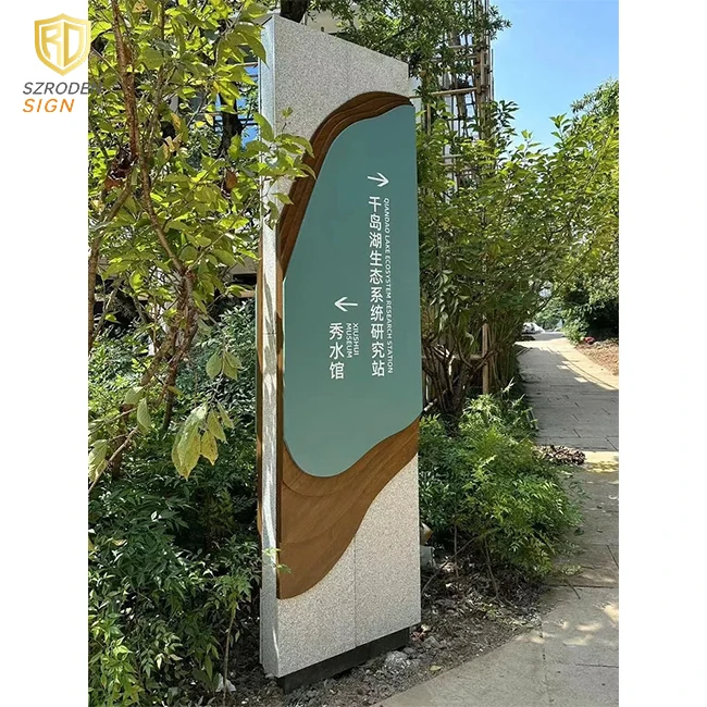 Aluminum Curved Outdoor Free Standing Signage Led Lighting Wayfinding Directional Pylon Sign