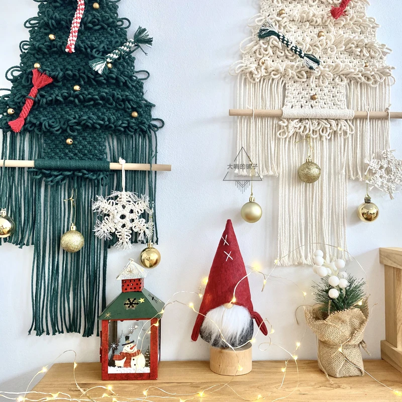 Boho Gift Farmhouse Xmas Home Decor Ornament Macrame Christmas Tree