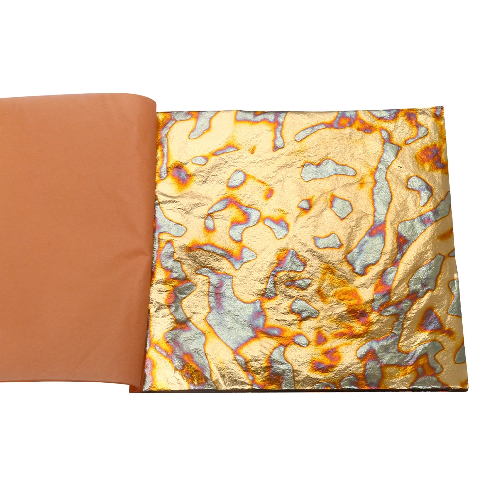 Yongbo Hot Sale 14*14cm Booklet Variegated Gold Foil for Photo Frame Furniture Gilding Painting Art Crafts Copper Leaf Sheet