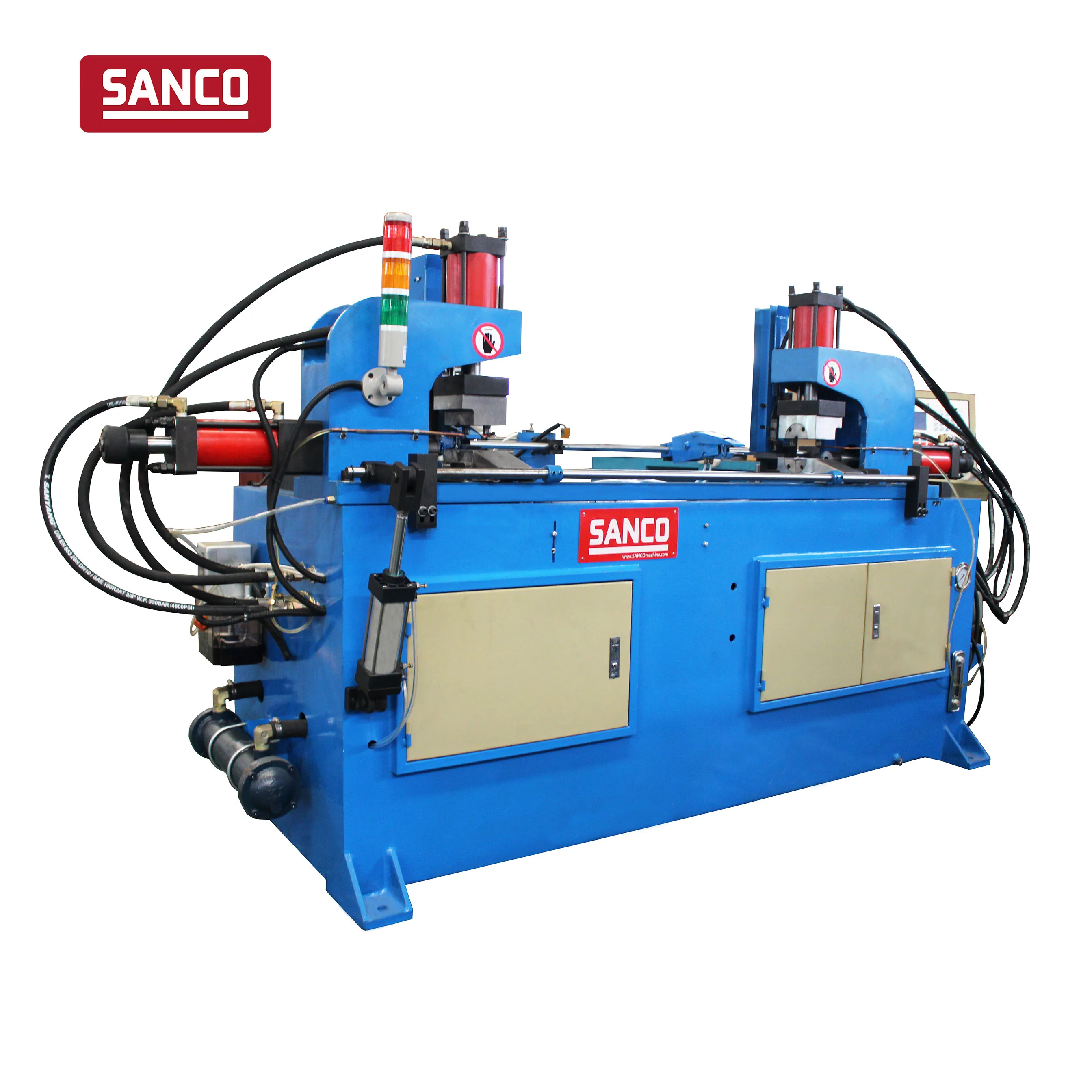 Headrest pipe tube end forming crimping reducing expanding expander machine