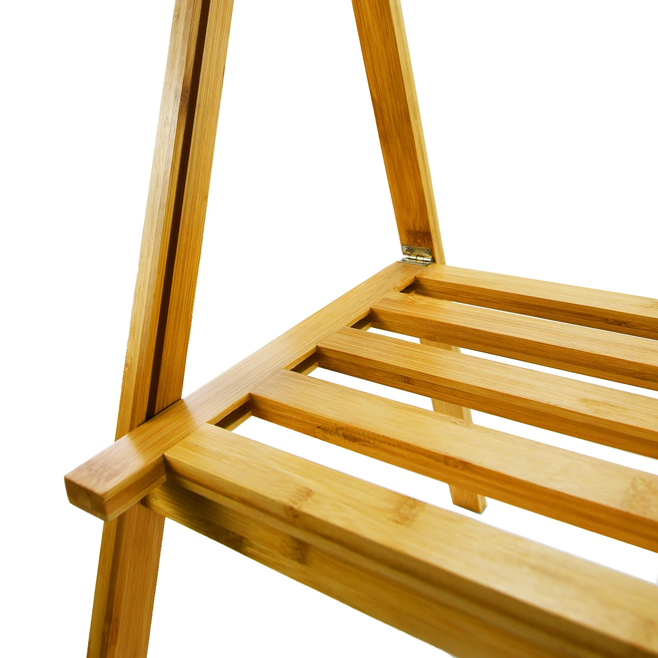 Folding Bamboo Clothes Drying Racks Organizer Free Standing Towel Rack with 3 Hanging Rods Storage Shelf Home Use