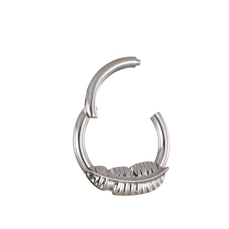 ASTM F136 Titanium Feather Shape Hinged Segment Nose Ring