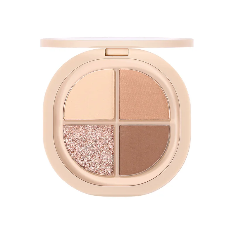 Private Label 4-Color Gentle Pink Purple Tones Smooth Application Shimmer Matte Finishes Blendable Eyeshadow Palette Eye Color