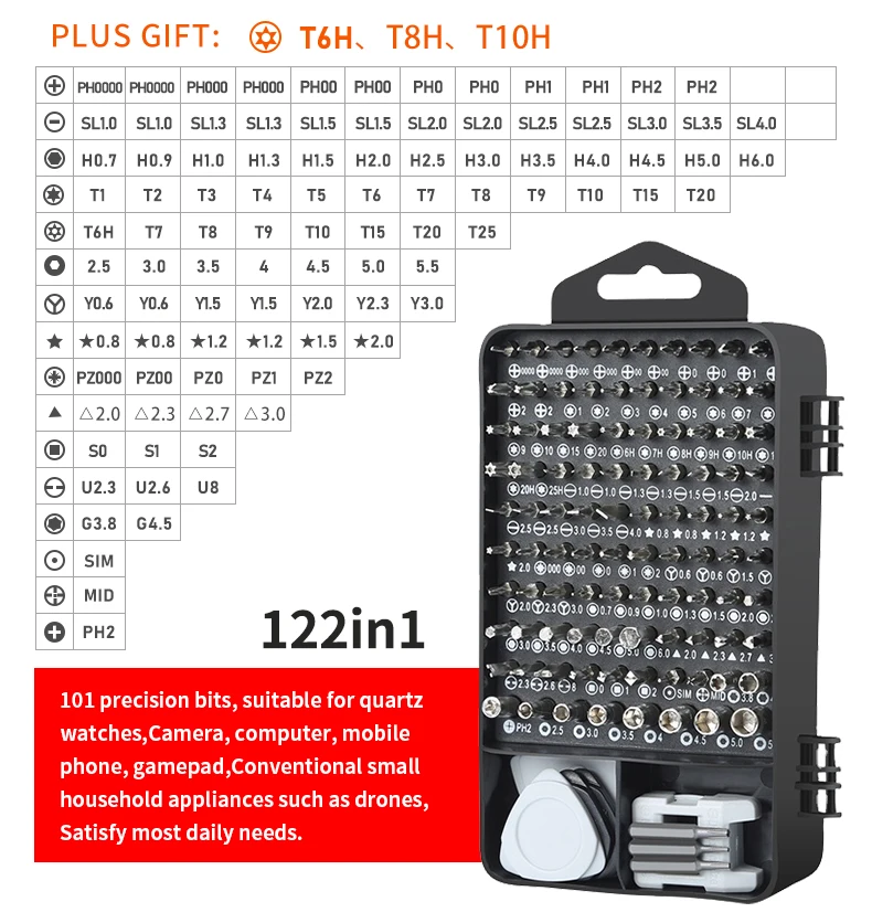 New Arrival 117 in 1 Household DIY Repair Tool Kit Chrome/Nickel Plastic Handle Screwdriver Set for Phone Laptop Computer Repair