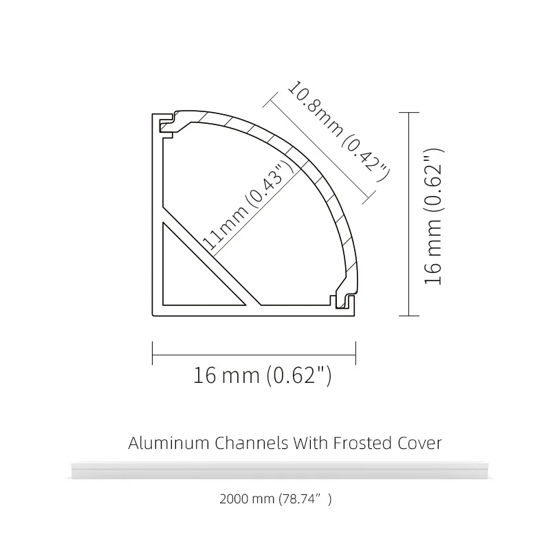 
High quality 6063 T5 Aluminum Alloy Mounted 90 degree corner K42 with PC diffuser corver led aluminum profile 