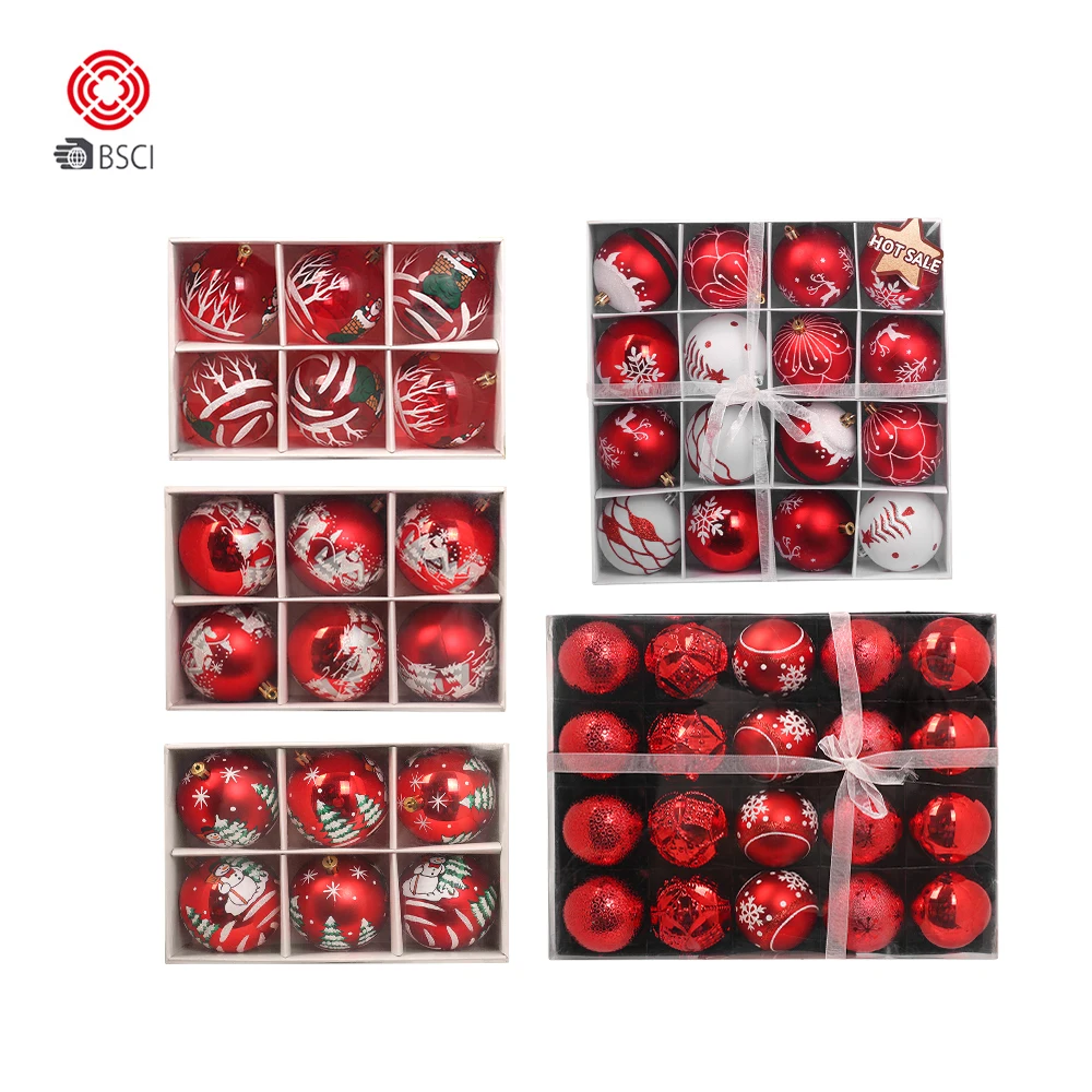 New model   6 cm  Christmas Ball Ornaments Tree Decorations mixed set for Party Bolas de Navidad